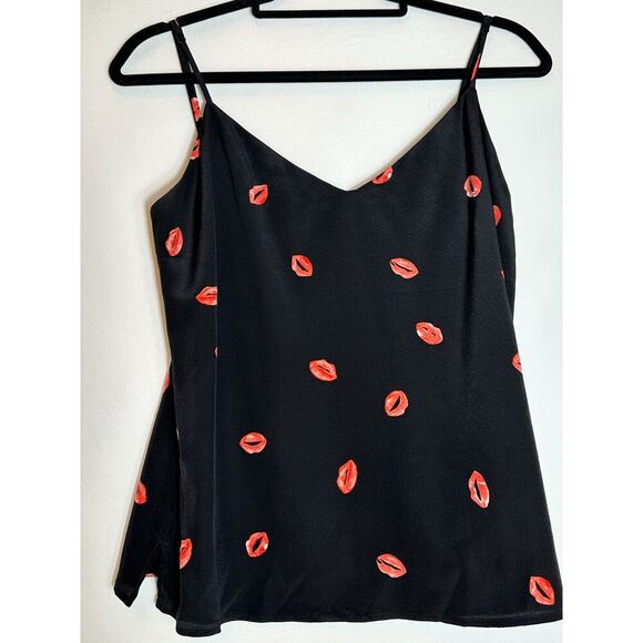 L'AGENCE 100% Silk Jane Lip Print Tank Top Size Small - Picture 2 of 6